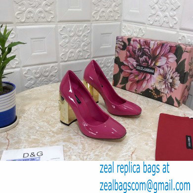 Dolce & Gabbana Heel 10.5cm Patent Leather Pumps Fuchsia with DG Karol Heel 2021
